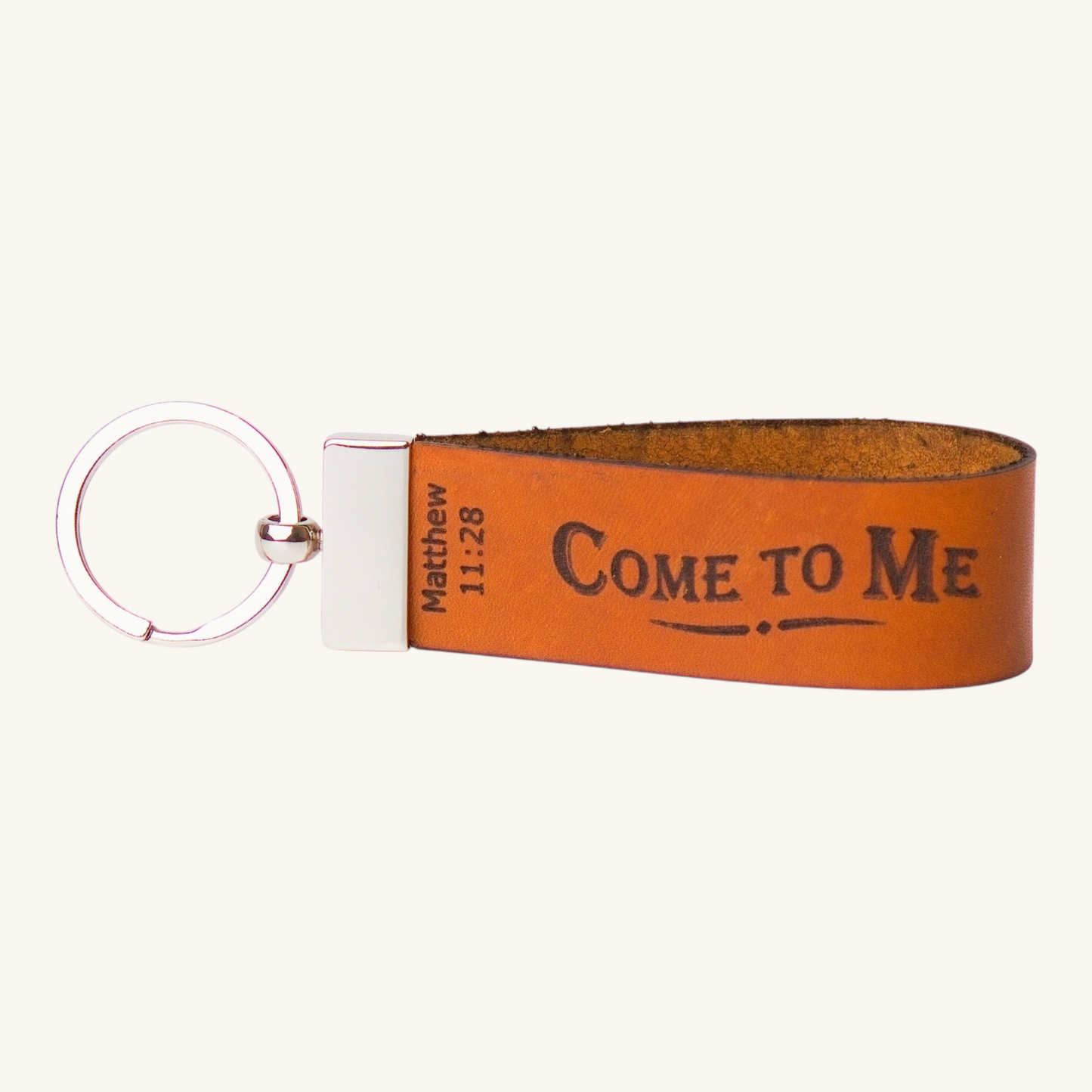 Holy Matters Leather Keychain | Matthew 11:28