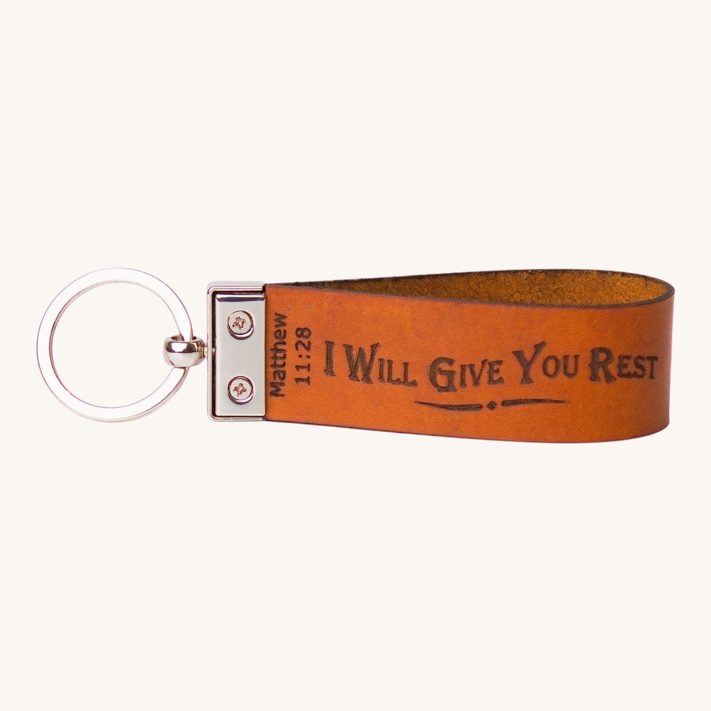 Holy Matters Leather Keychain | Matthew 11:28