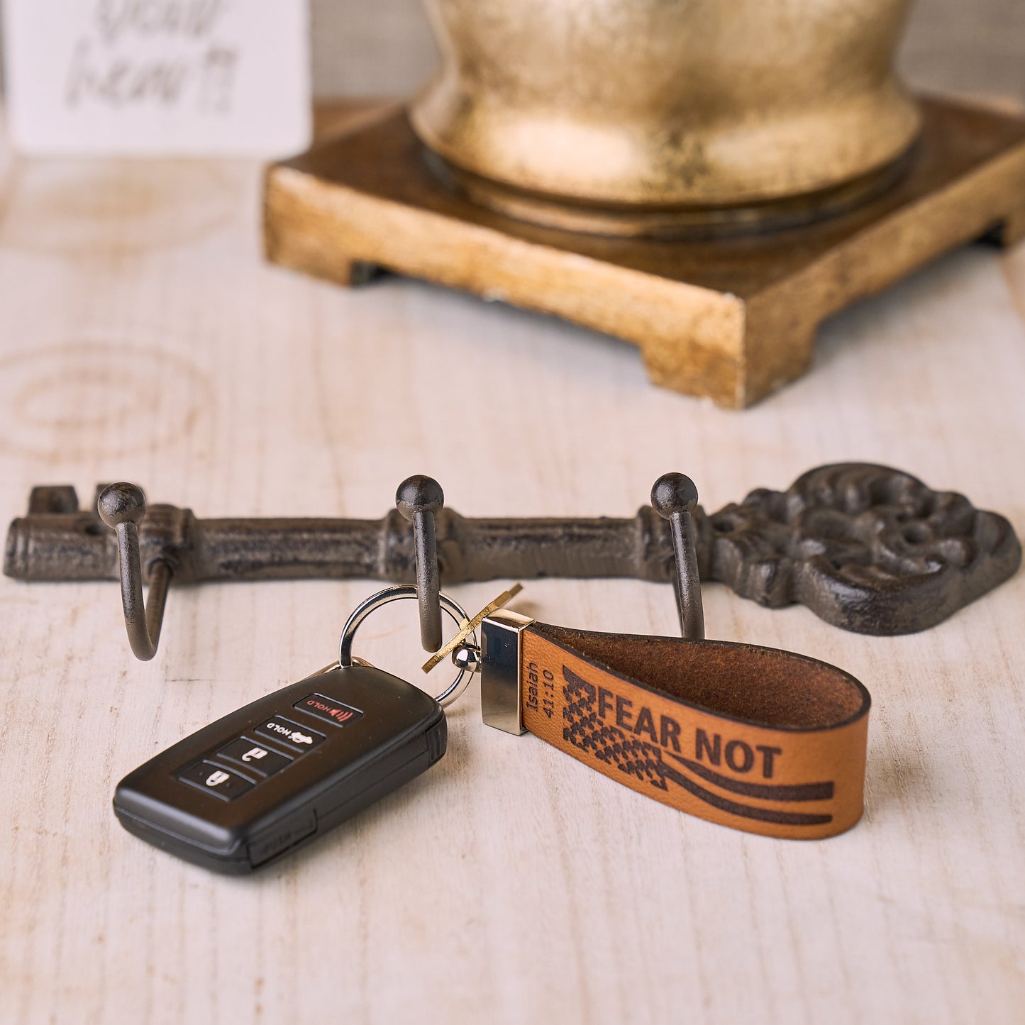 Holy Matters Leather Keychain | Isaiah 41:10