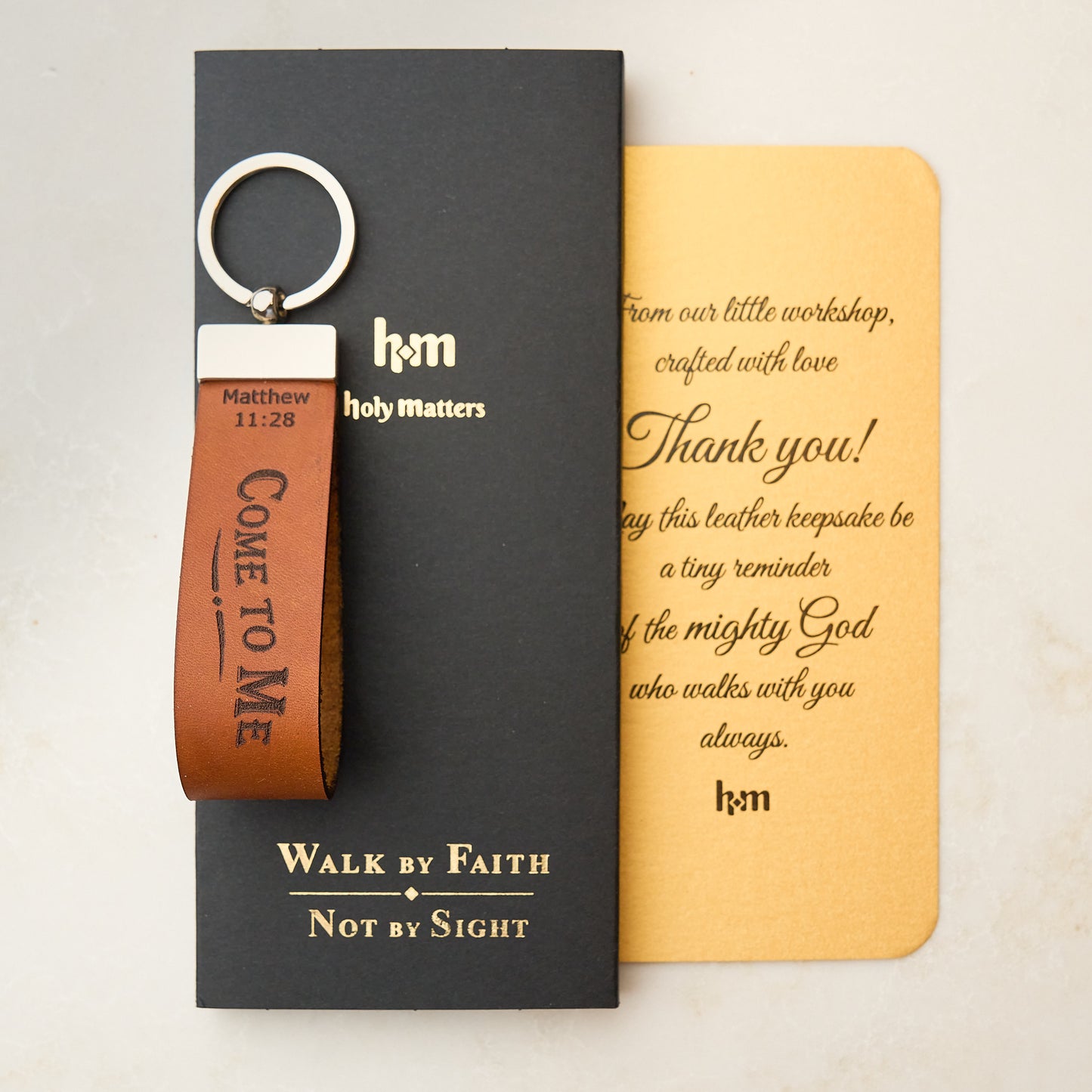 Holy Matters Leather Keychain | Isaiah 41:10